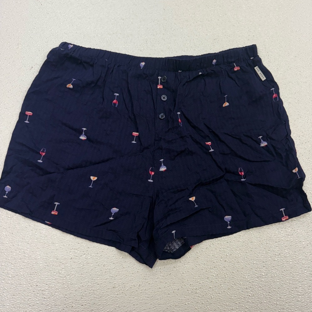 Rae Dunn Dark Blue Cocktail Print Shorts | Size M 🍸